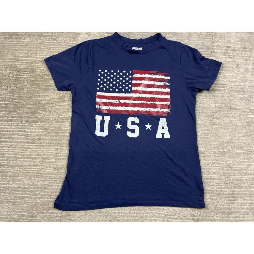 Mission Ridge T-Shirt Mens Medium‎ Blue United States America Flag Graphic Print
